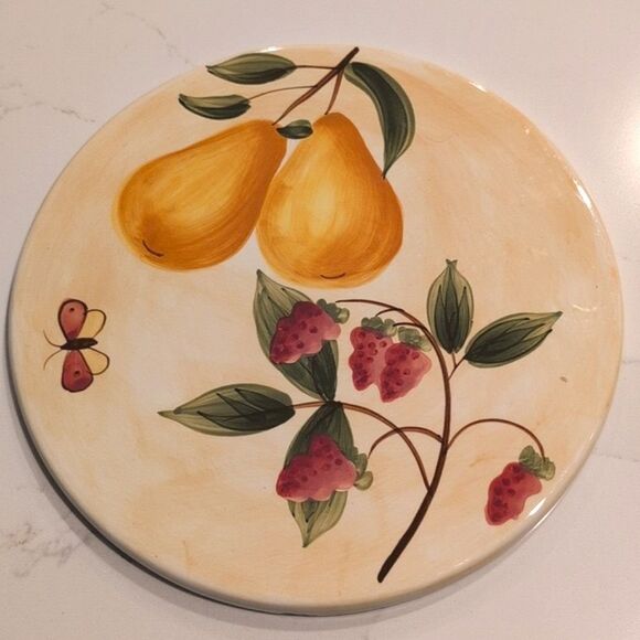 Vintage Pier 1 Imports Round Provence Hand Painted Earthenware Hot Plate Trivet - Picture 8 of 8